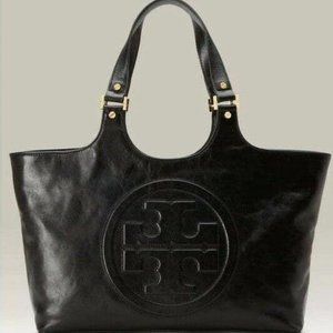 Tory Burch Black Bombe Leather Tote
